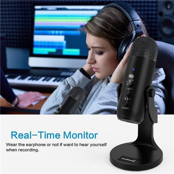 USB Microphone,Condenser Computer PC Mic,Plug&Play Gaming Microphones for PS 4&5 - Picture 2 of 6